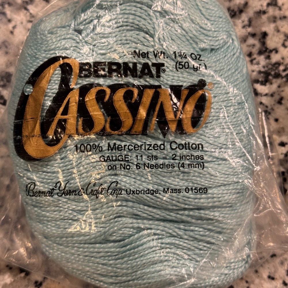 Bernat Cassino Yarn 100% Mercerized Cotton Light Blue 5 Skeins - Picture 2 of 2